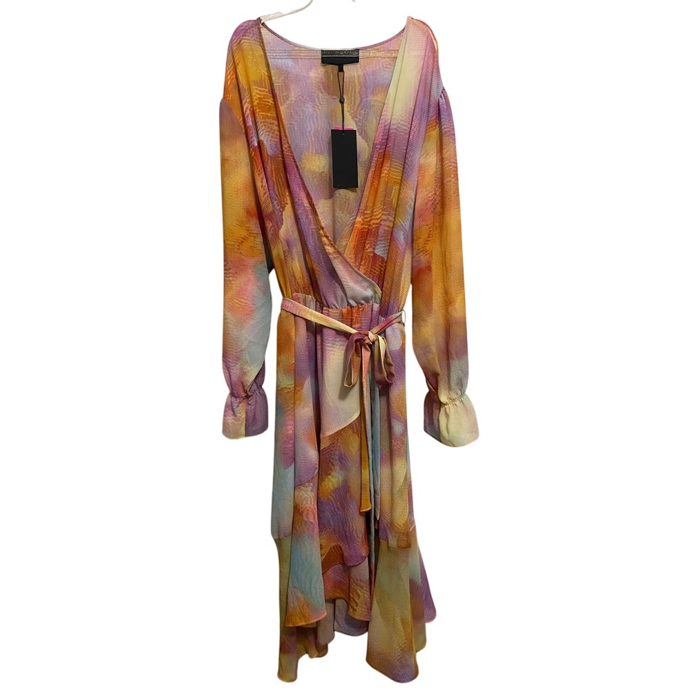 Women's Multicolor Wrap Dress 24 Maximalist Ecelctic Indie Festival Boho